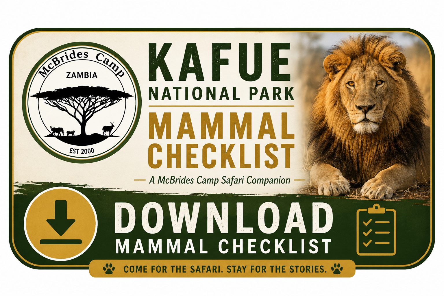 McBrides Kafue National Park Mammal Chechlist Button